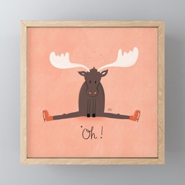 Ice Skating Moose Framed Mini Art Print