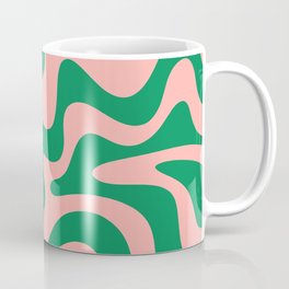 Liquid Swirl Retro Abstract Pattern in Pink and Bright Green Mug