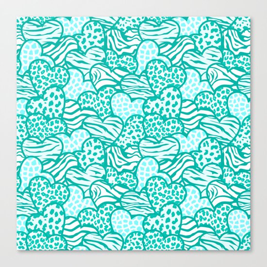 Wild turquoise hearts Canvas Print