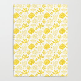 Yellow Coral Silhouette Pattern Poster