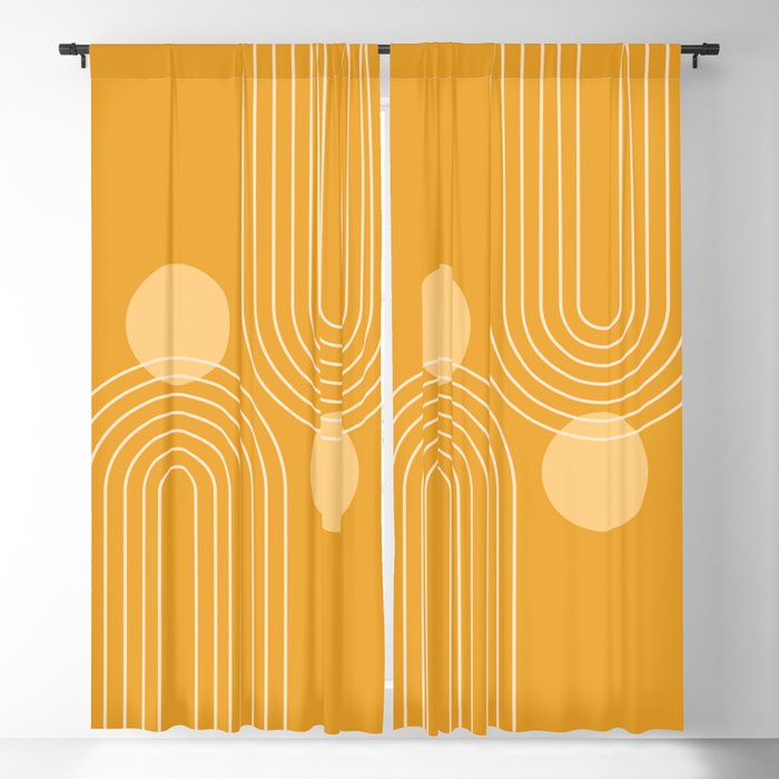 Mid Century Modern Geometric 118 in Yellow Gold Shades (Rainbow and Sun Abstraction) Blackout Curtain