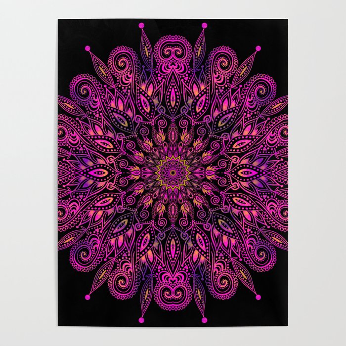 Dark Purple Mandala Design Poster