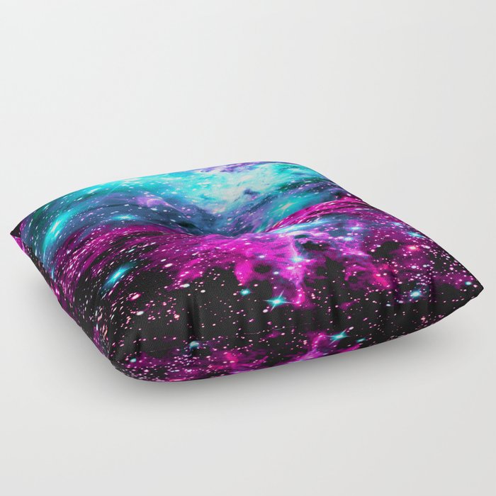 Fox Fur Nebula Hot Pink Turquoise Purple Floor Pillow