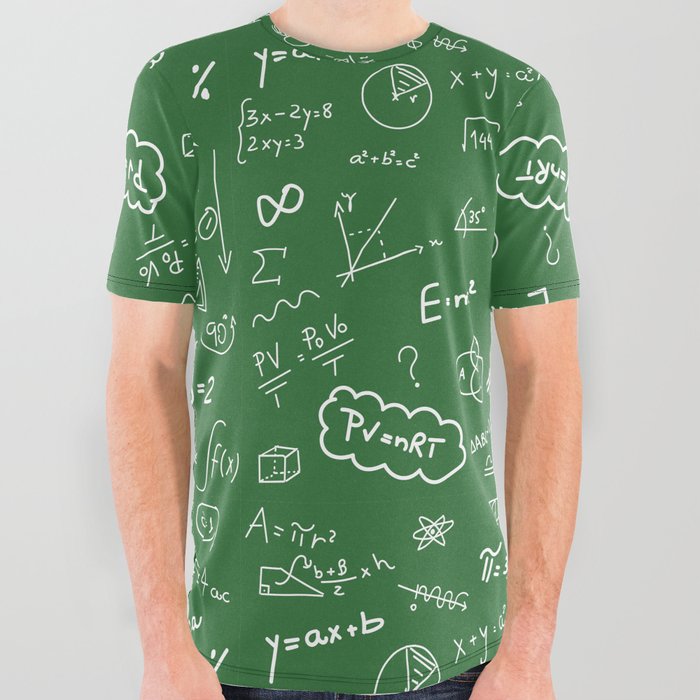 Mathematics nerdy in green All Over Graphic Tee