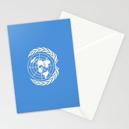 Flag on United nations -Un,World,peace,Unesco,Unicef,human rights,sky,blue,pacific,people,state,onu Stationery Card