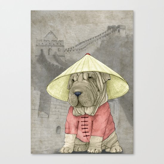 Shar Pei on the Great Wall Canvas Print
