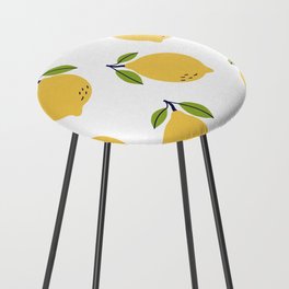 Lemon fruit seamless pattern. Hand drawn illustration. Exotic food. Yellow citrus with leaves Counter Stool