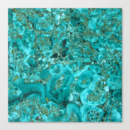 Marble Turquoise Blue Gold Canvas Print