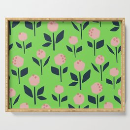 Flower in Green Serving Tray