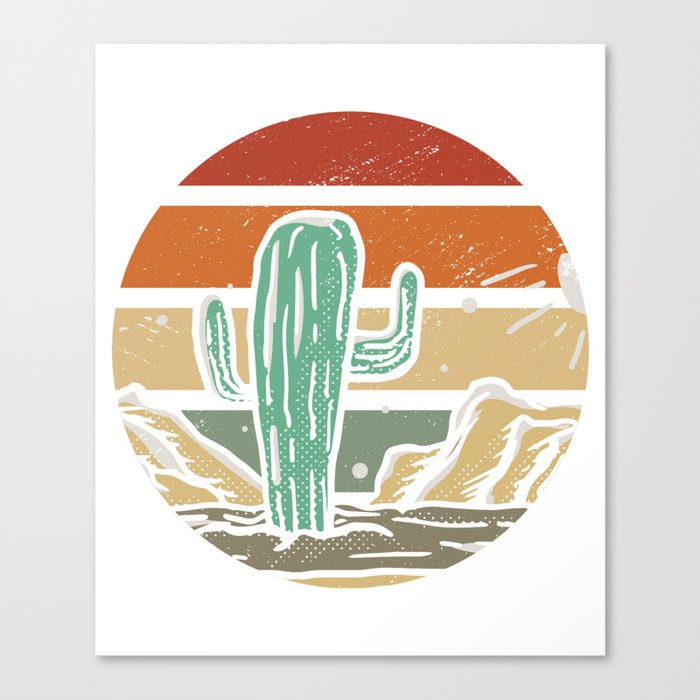 Retro Vintage Cactus Illustration Canvas Print