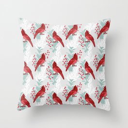 Christmas Cardinal Pattern Throw Pillow