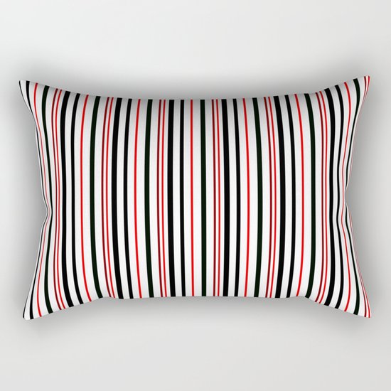 Red, black white striped pattern . Rectangular Pillow