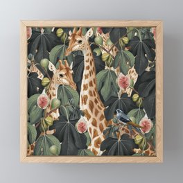 giraffe and leaf's Framed Mini Art Print