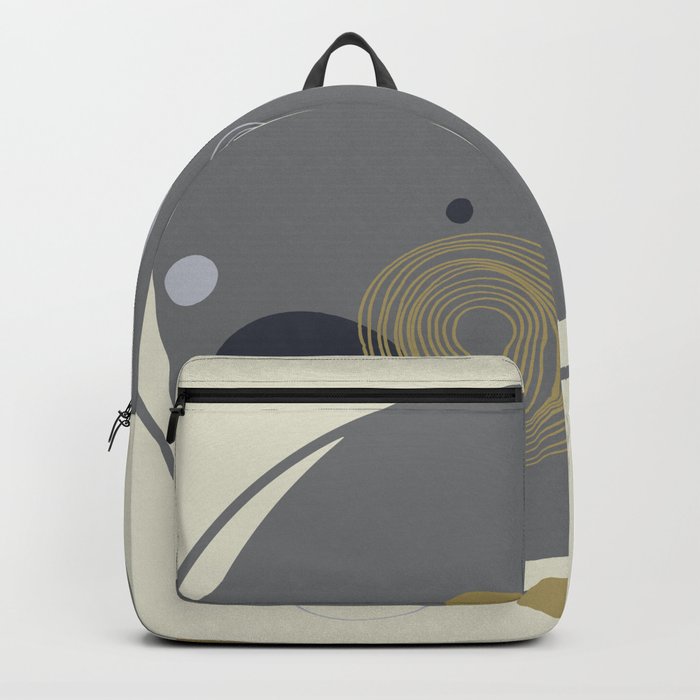 Abstract Gray Black and Gold Circles Backpack
