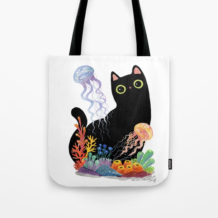 the Aquarium Cat _ Jellyfish Tote Bag
