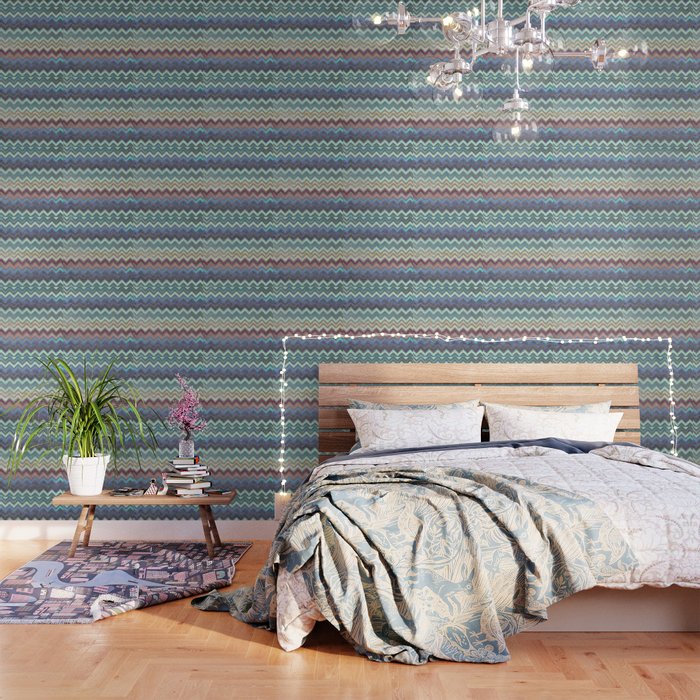 Colorful Silver Chevron Pattern Wallpaper