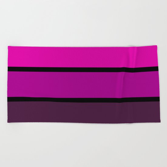 Black , pink , purple striped pattern . Beach Towel