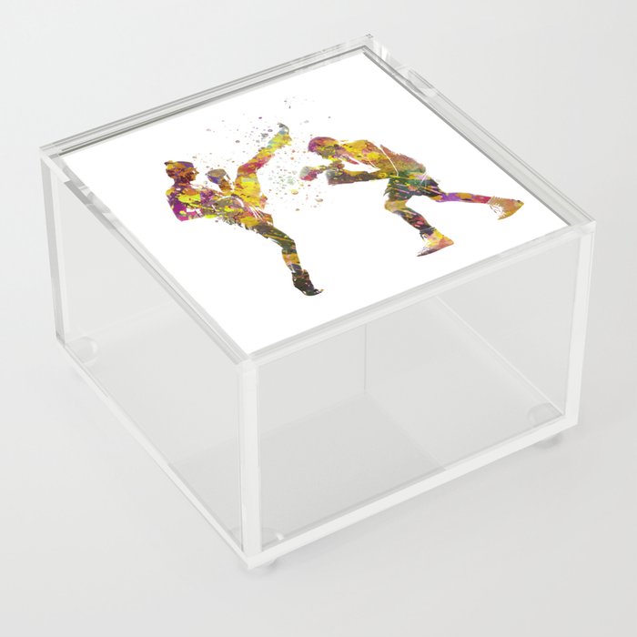 muay thai karate in watercolor Acrylic Box