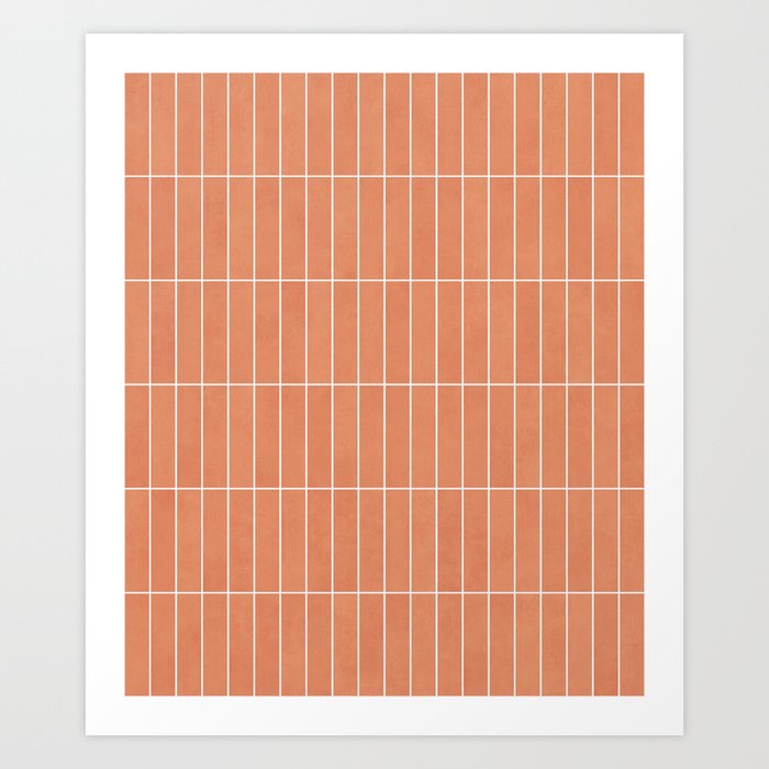 Rectangular Grid Pattern - Coral Art Print