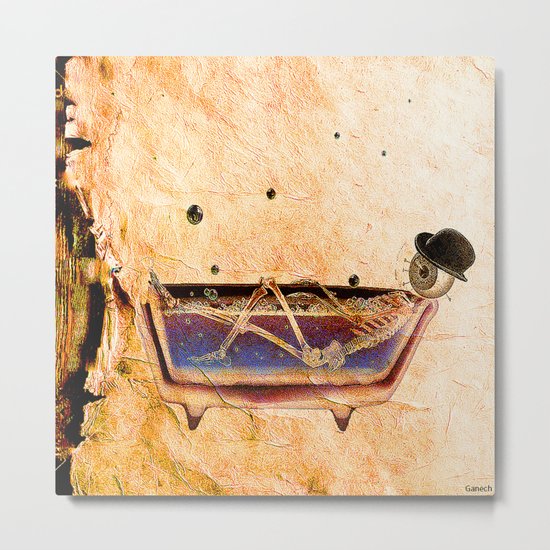 Monsieur Bone in the bathroom Metal Print