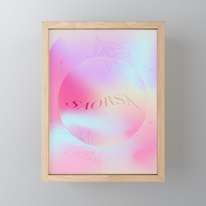 saorsa - freedom gradient energy vintage abstract pastel art  Framed Mini Art Print
