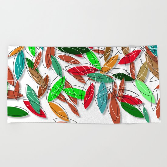 colored leaves Beach Towel