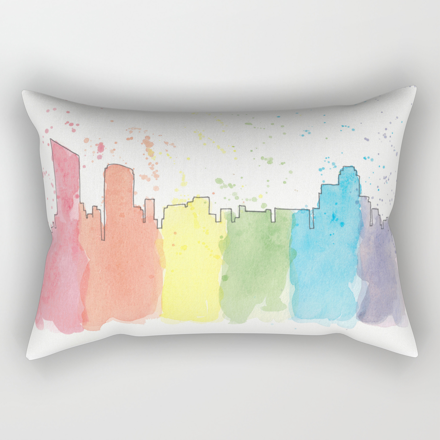 Grand Rapids Michigan Skyline Pride Flag Rainbow Watercolor