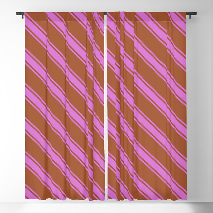 Sienna & Orchid Colored Lines Pattern Blackout Curtain