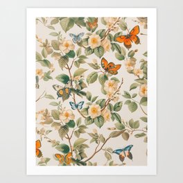 Butterflies in cream Art Print