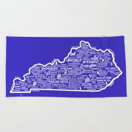 Kentucky Map Beach Towel