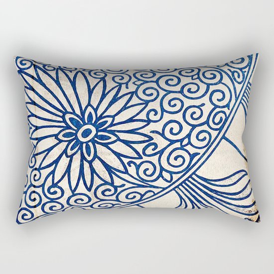 Blue Oriental Vintage Tile 01 Rectangular Pillow