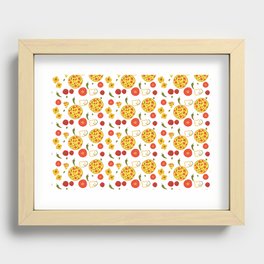 Funny pizza italian pattern foods Recessed Framed Print