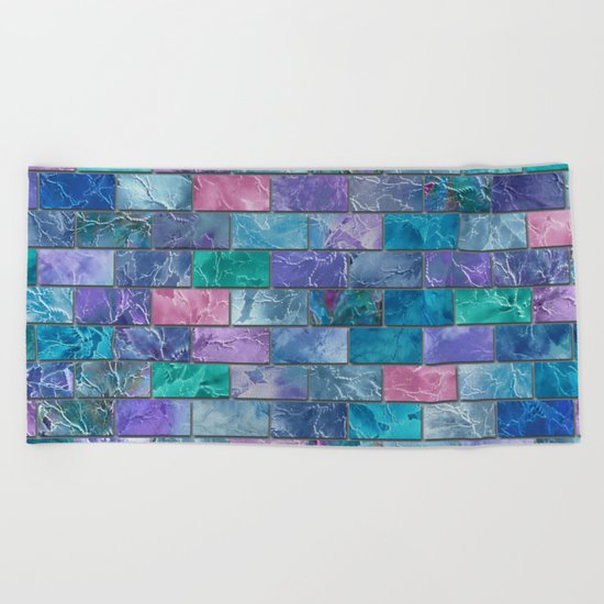 Frozen Leaves Tile Pattern 2 Beach Towel