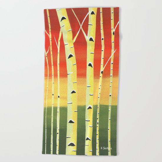 Birch Woods Beach Towel
