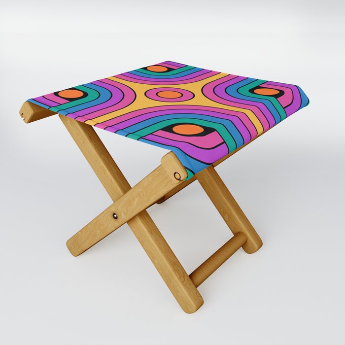 Retro Geometric Abstract Gradated Design 525 Folding Stool