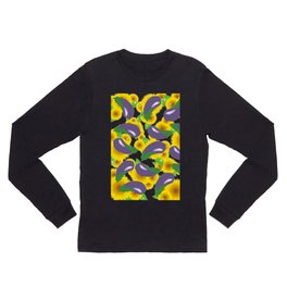 Eggplant pattern with sunflowers Long Sleeve T Shirt | Acrylic, Abstract, Vintage, Street Art, Pop Art, Digital, Oil, Painting 