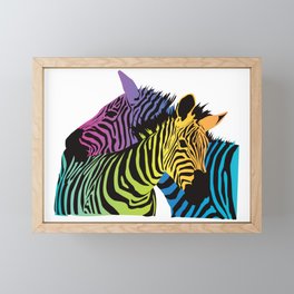 Rainbow Zebras Framed Mini Art Print