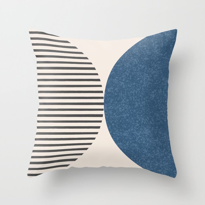 Semicircle Stripes - Blue Throw Pillow
