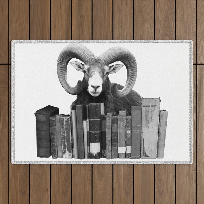 Aries - old Books Journalist Library Outdoor Rug