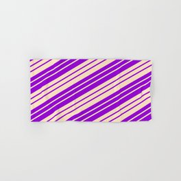 [ Thumbnail: Dark Violet and Bisque Colored Stripes/Lines Pattern Hand & Bath Towel ]