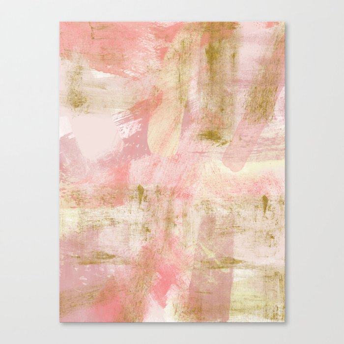 Rustic Gold And Pink Abstract Canvas Print By Lisaguenraymond