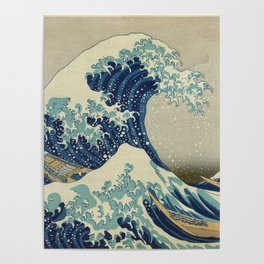 Great Wave Off Kanagawa (Kanagawa oki nami-ura or 神奈川沖浪裏) Poster