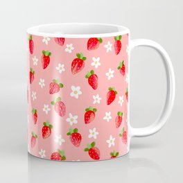 Strawberry Pattern- Pink Background Coffee Mug