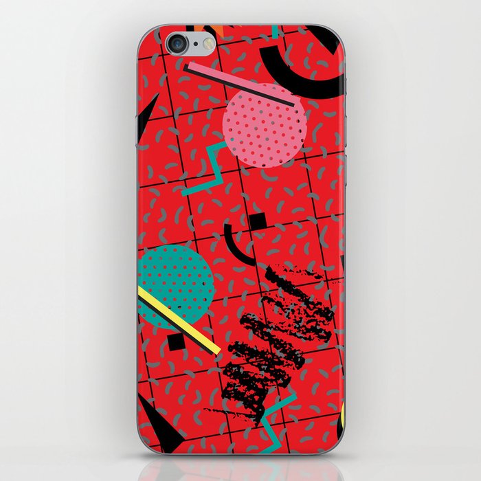 Red Abstract Memphis Pattern iPhone Skin