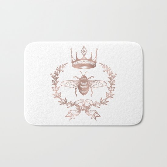 Queen Bee in Rose Gold Pink Bath Mat