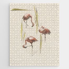 Flamingos Art Nouveau Jigsaw Puzzle