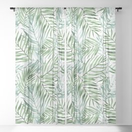 Watercolor palm leaves pattern Sheer Curtain