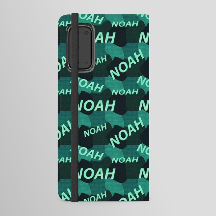 seamless pattern with the name Noah in blue colors and watercolor texture Android Wallet Case