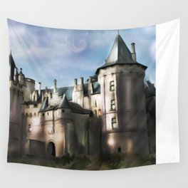 Chateau De Saumur France Castle Loire Aquarelle Wall Tapestry By Tayatamelie Society6