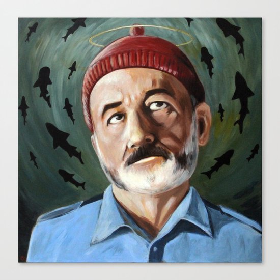 Steve Zissou - Patron Saint of Killing Sharks - Wes Anderson, Bill Murray Canvas Print
